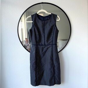 J Crew Panel Sheath Dress Foulard Print, Navy, Women’s 4